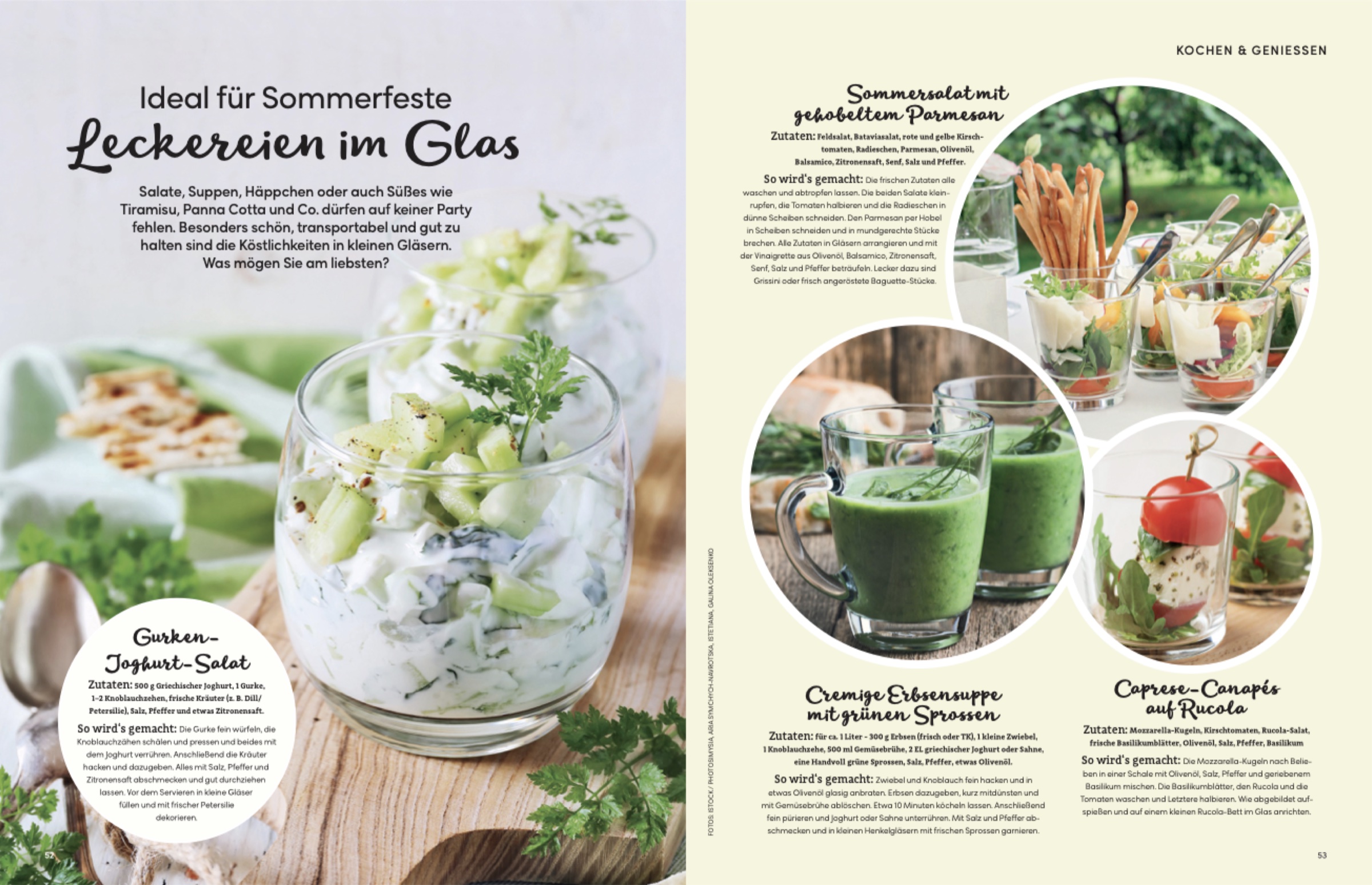 Heft-Doppelseite: Rezepte „Leckereien im Glas“